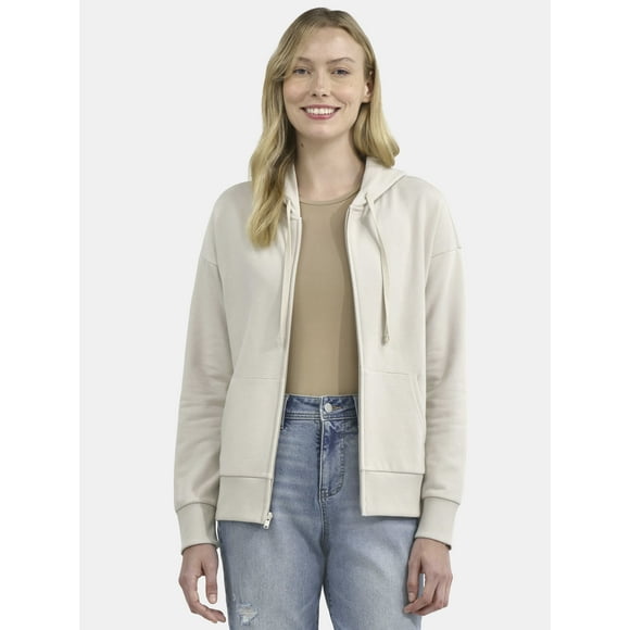 Time and Tru Women's and Women’s Plus Zip Front Fleece Hoodie Jacket, Sizes XS-4X