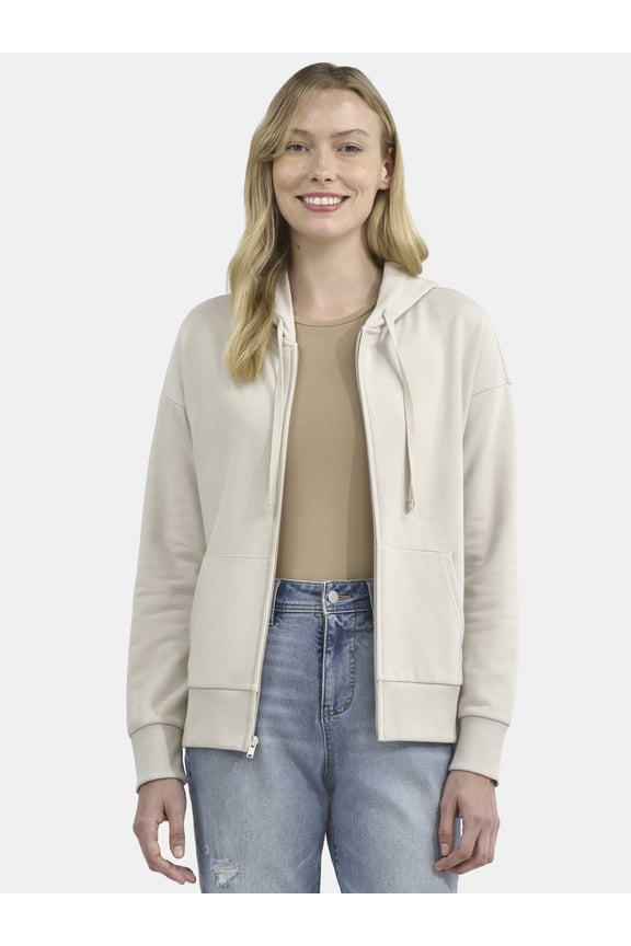 Women's and Women’s Plus Zip Front Fleece Hoodie Jacket, Sizes XS-4X