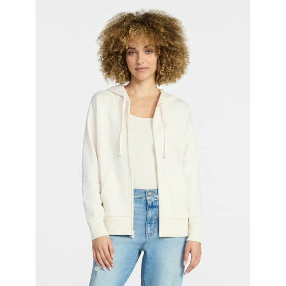 Time and Tru Women's and Women’s Plus Zip Front Fleece Hoodie Jacket, Sizes XS-4X