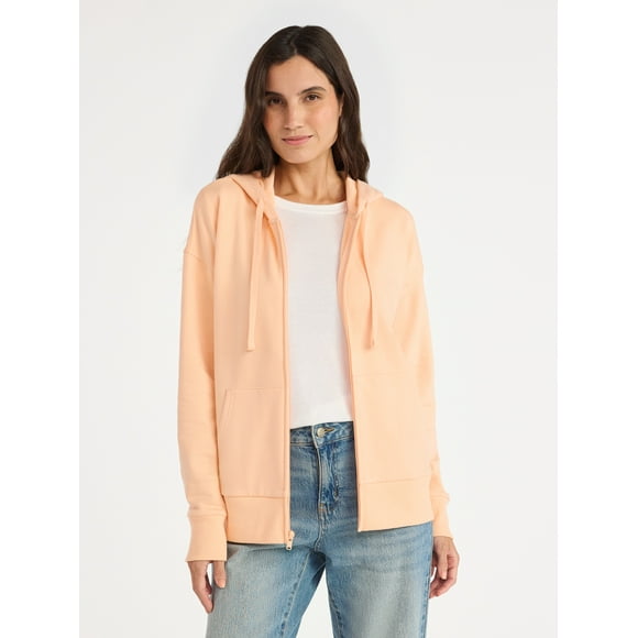 Time and Tru Women's and Women’s Plus Zip Front Fleece Hoodie Jacket, Sizes XS-4X