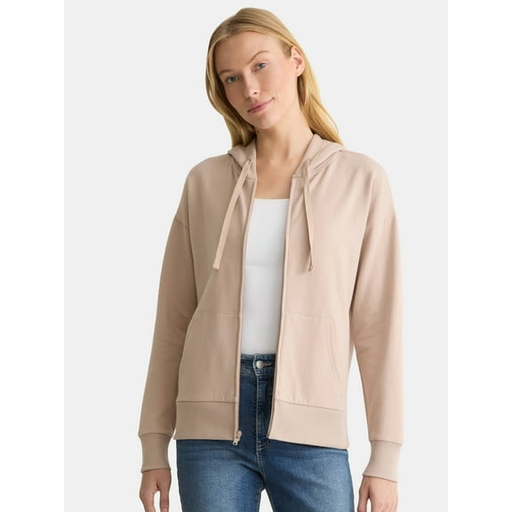 Time and Tru Women's and Women’s Plus Zip Front Fleece Hoodie Jacket, Sizes XS-4X