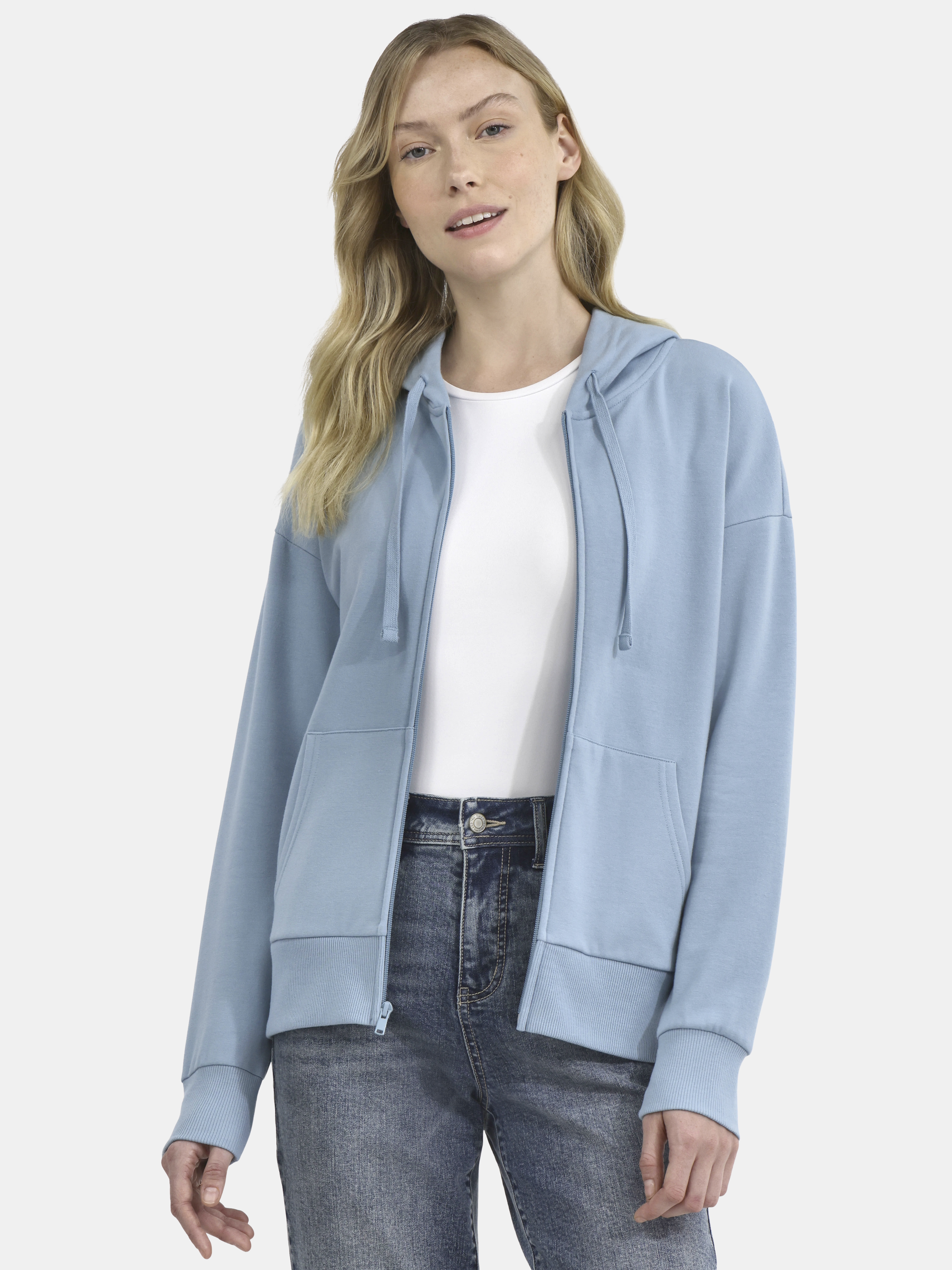 Time and Tru Women's and Women’s Plus Zip Front Fleece Hoodie Jacket, Sizes XS-4X