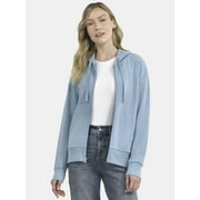 TIME AND TRU Women's and Women’s Plus Zip Front Fleece Hoodie Jacket, Sizes XS-4X