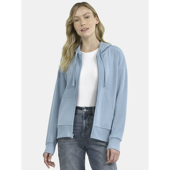 Time and Tru Women's and Women’s Plus Zip Front Fleece Hoodie Jacket, Sizes XS-4X