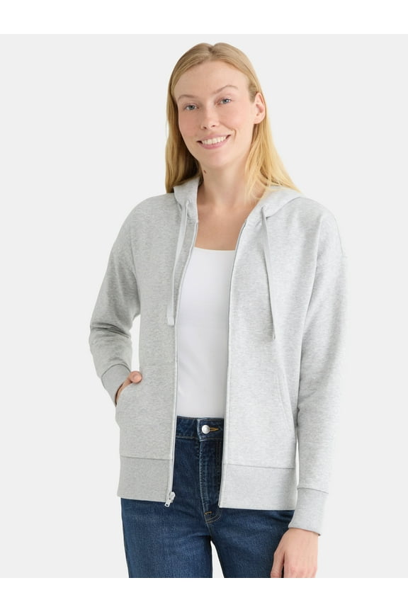 Women's and Women’s Plus Zip Front Fleece Hoodie Jacket, Sizes XS-4X