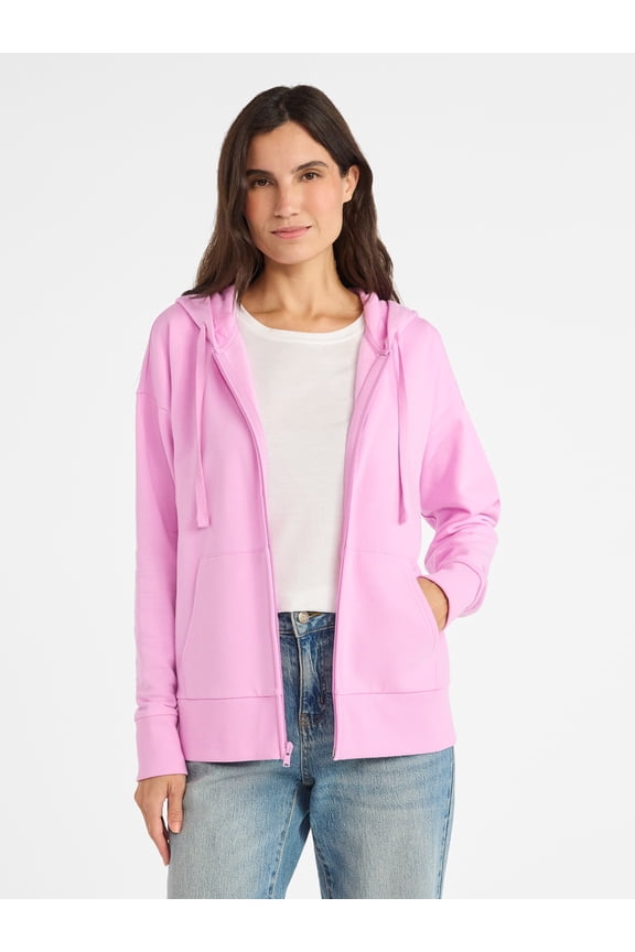 Women's and Women’s Plus Zip Front Fleece Hoodie Jacket, Sizes XS-4X