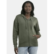 Women's and Women’s Plus Zip Front Fleece Hoodie Jacket, Sizes XS-4X