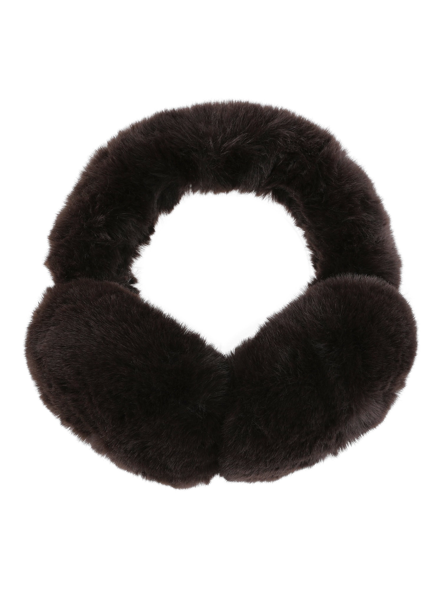 Time and Tru Women's Faux Fur Earmuffs, One Size, Chocolate