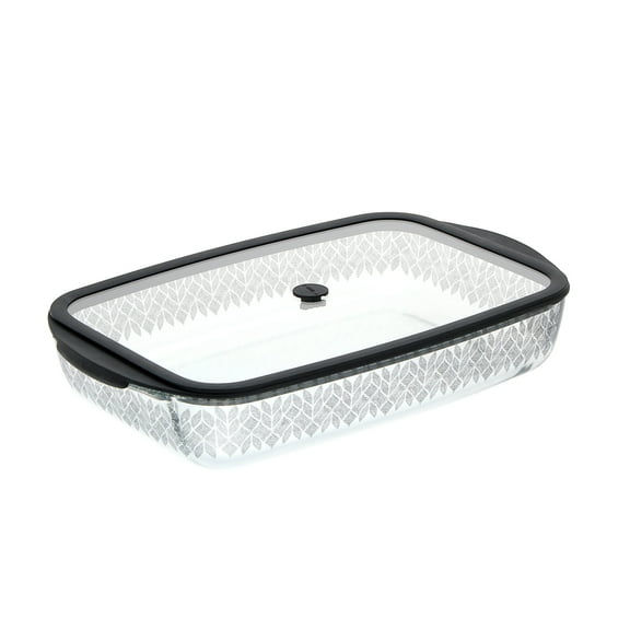 Thyme & Table 9"x15" Glass Baking Dish with Lid - Leaflets