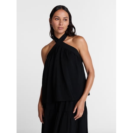 Time and Tru Women's Textured Halter Top, Sizes XS-XXXL