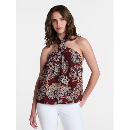 Time and Tru Women's Print Halter Top, Sizes XS-XXXL