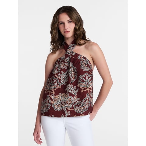 Women's Print Halter Top, Sizes XS-XXXL