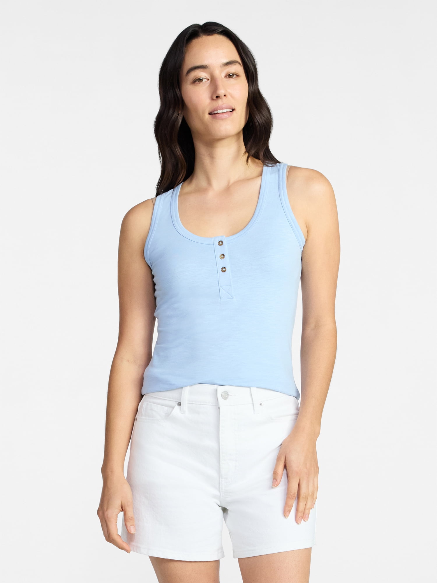 Time and Tru Women’s Slub Henley Tank Top, sizes XS-XXXL
