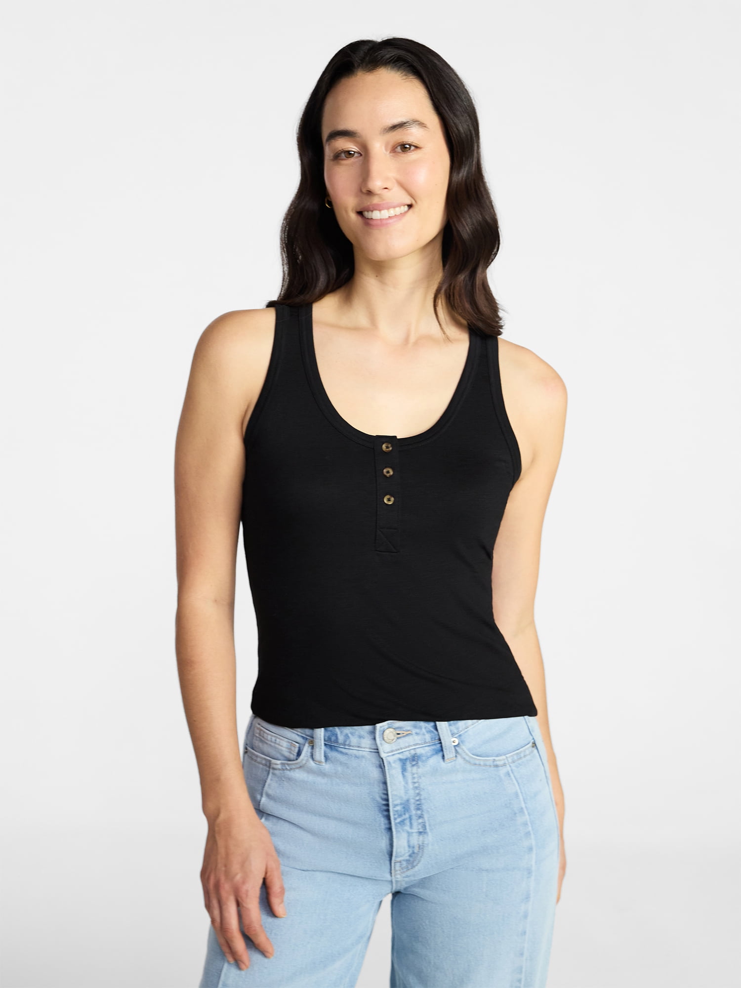 Time and Tru Women’s Slub Henley Tank Top, sizes XS-XXXL