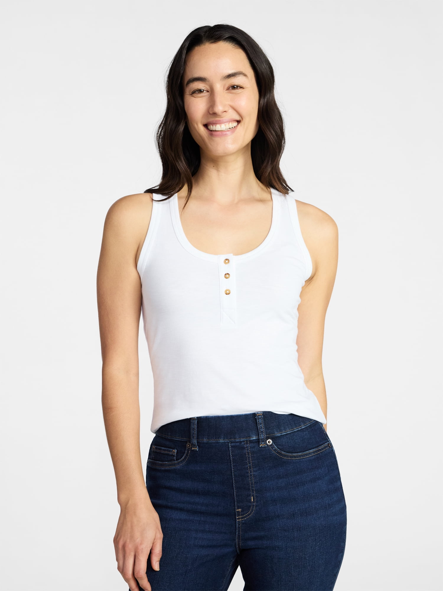 Time and Tru Women’s Slub Henley Tank Top, sizes XS-XXXL