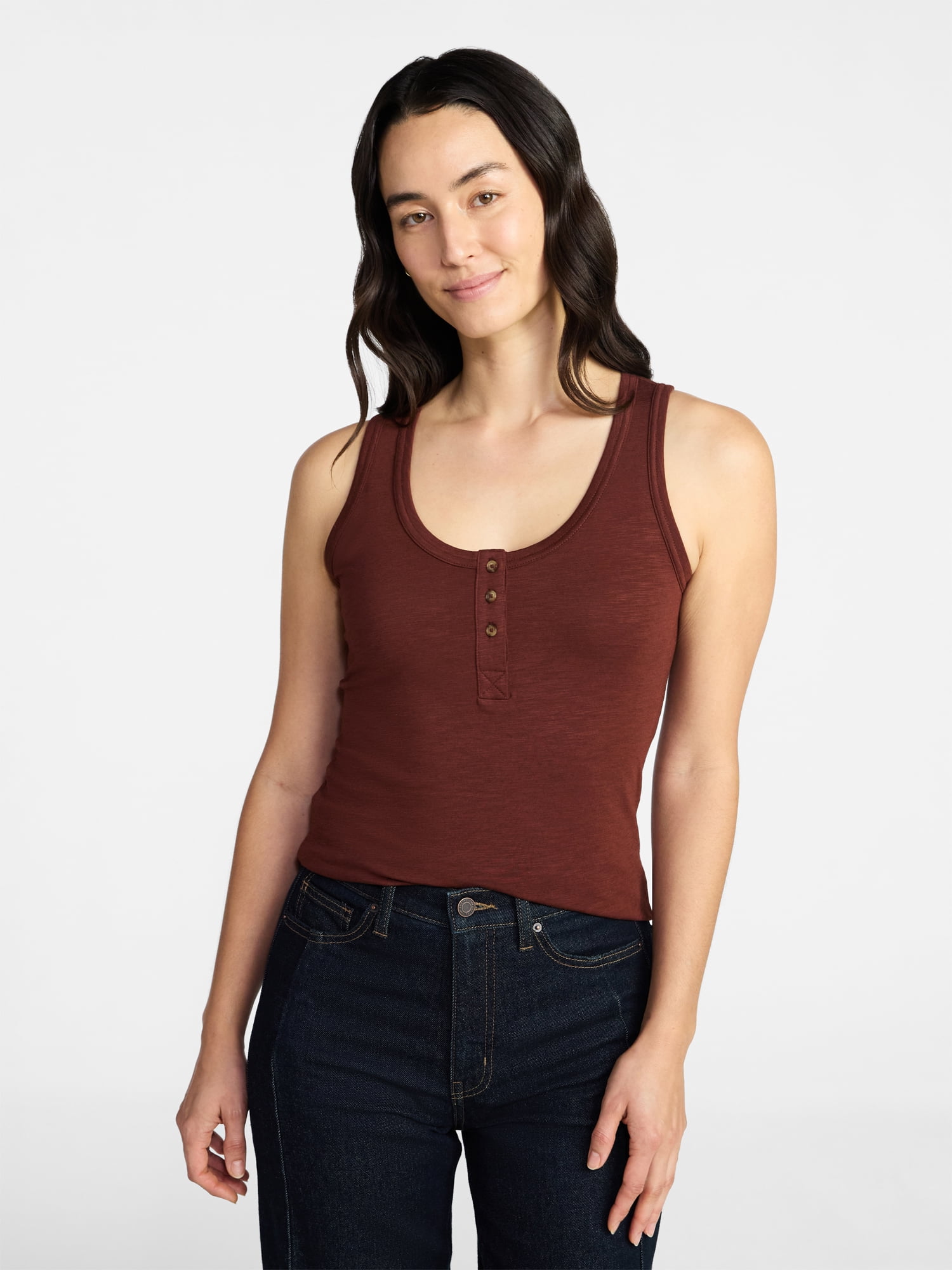 Time and Tru Women’s Slub Henley Tank Top, sizes XS-XXXL