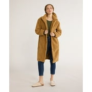 Time and Tru Women's and Women's Plus Teddy Fleece Coat with Funnel Neck, Sizes XS-3X