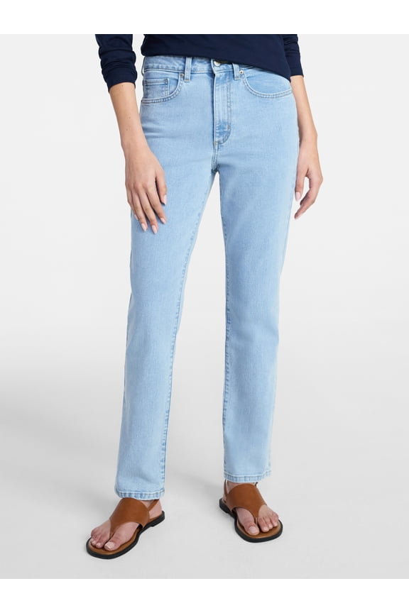 Women's High Rise Curvy Straight Leg Jeans, 29" Inseam, Sizes 0-22