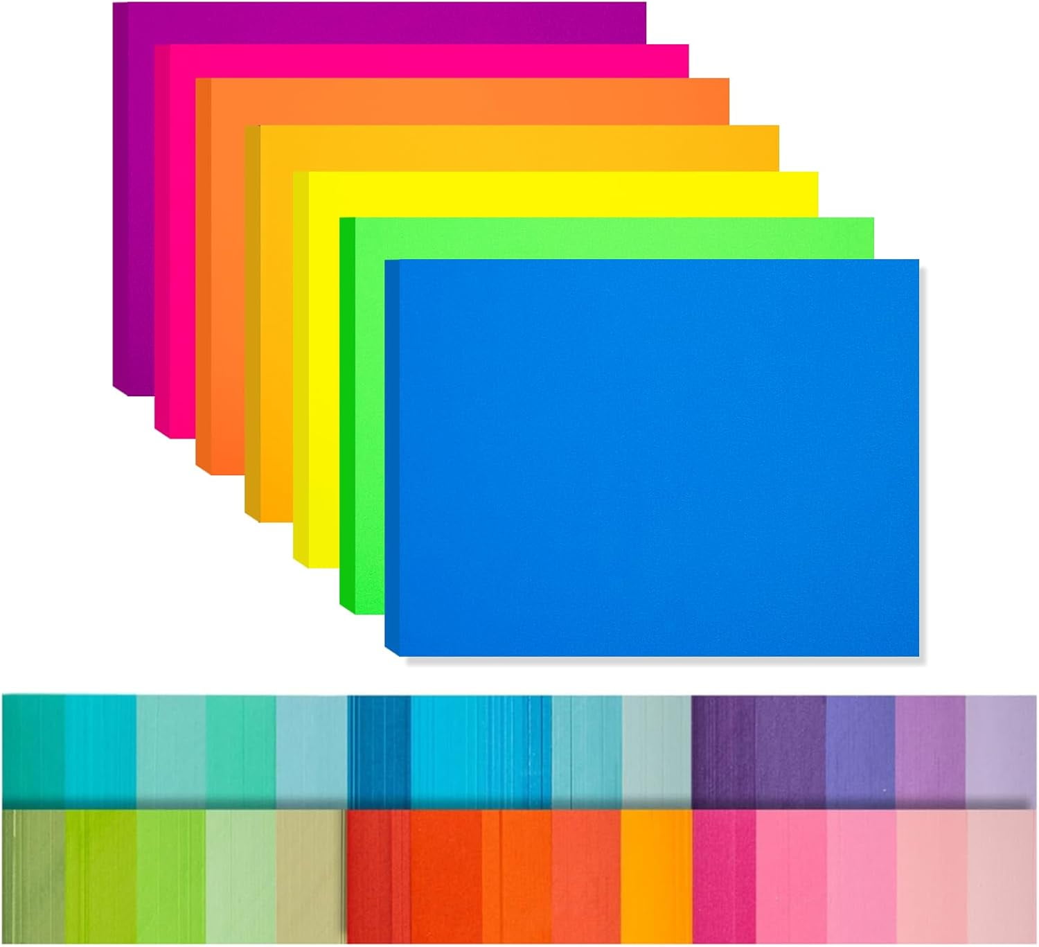 TT-Index Cards 210-Count 4x6 Inch,178GSM Heavyweight Set of 7 Fluorescent Colors Paper Multicolor Study Cards