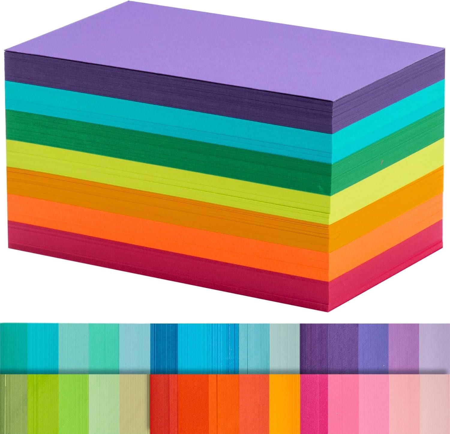 TT-Index Cards 301-Count 3x5 Inch,178GSM Heavyweight Set of 7 Colors Paper Multicolor Study Cards (Rainbow)