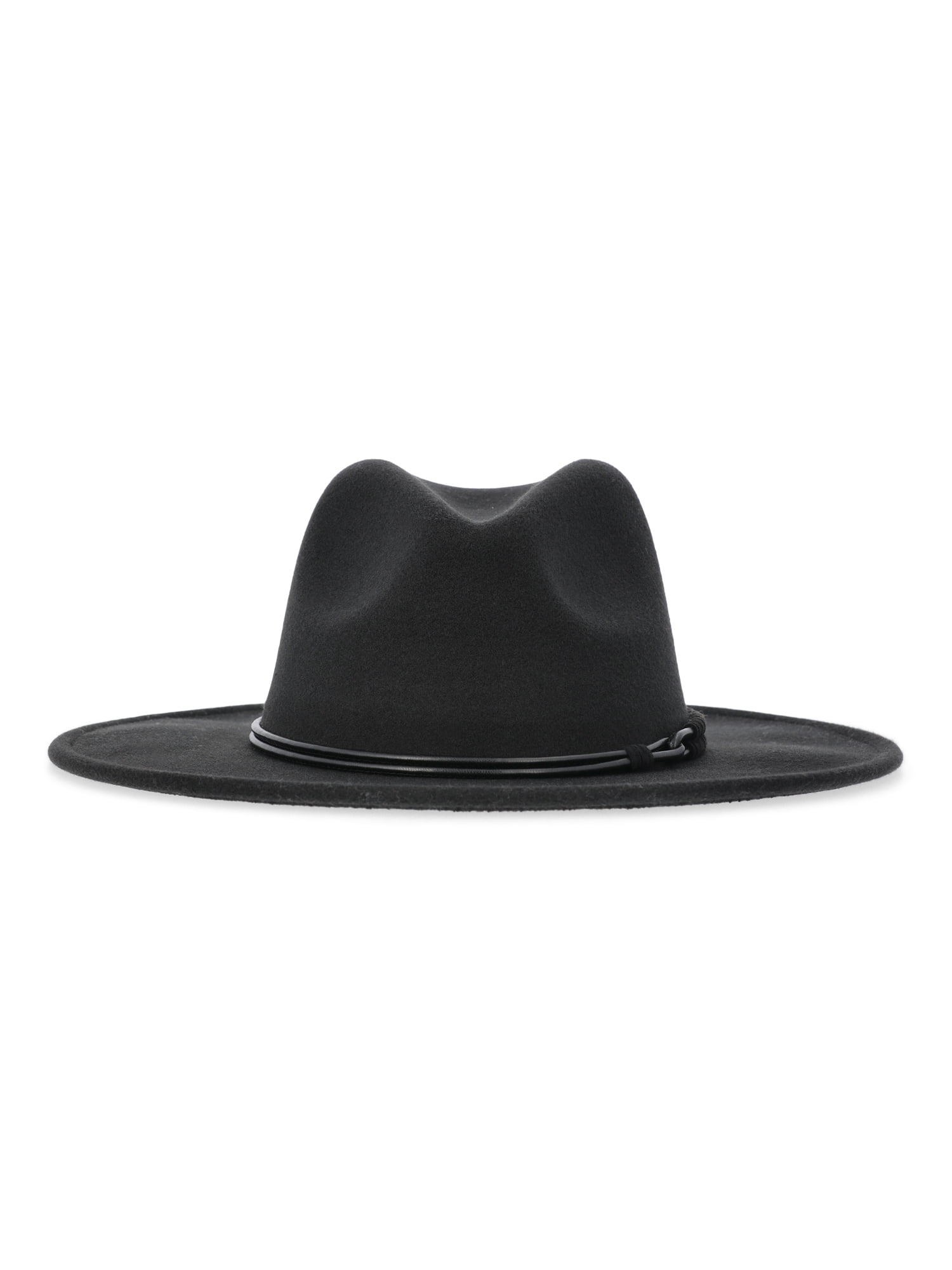 Time and Tru Women's Fedora with Wrapped Trim, One Size, Black