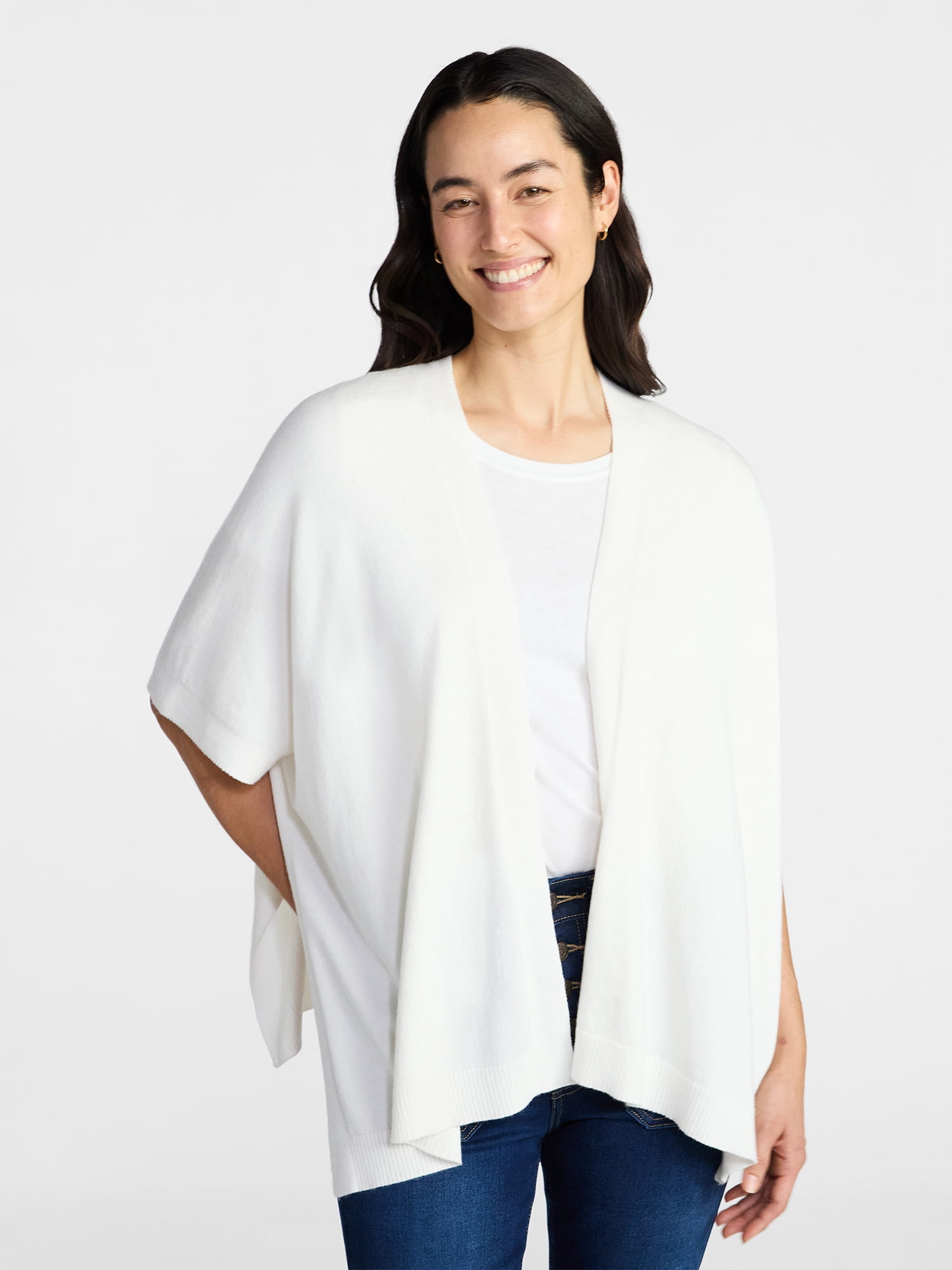 Time and Tru Women's and Women’s Plus Open Front Knit Wrap. Lightweight, Sizes S/M-2XL/3XL