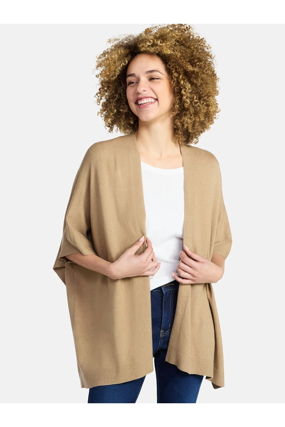 Women's and Women’s Plus Open Front Knit Wrap. Lightweight, Sizes S/M-2XL/3XL