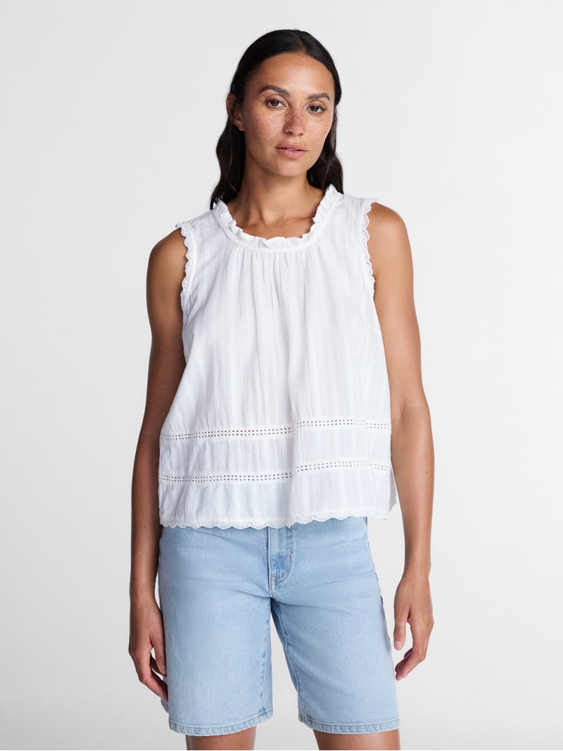 Time and Tru Women's Flowy Lace Inset Tank , Sizes XS-XXXL