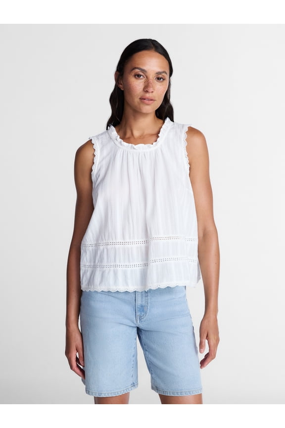 Women's Flowy Lace Inset Tank , Sizes XS-XXXL