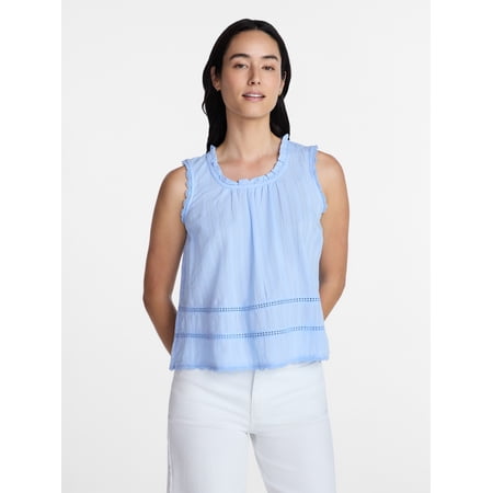 Time and Tru Women's Flowy Lace Inset Tank , Sizes XS-XXXL