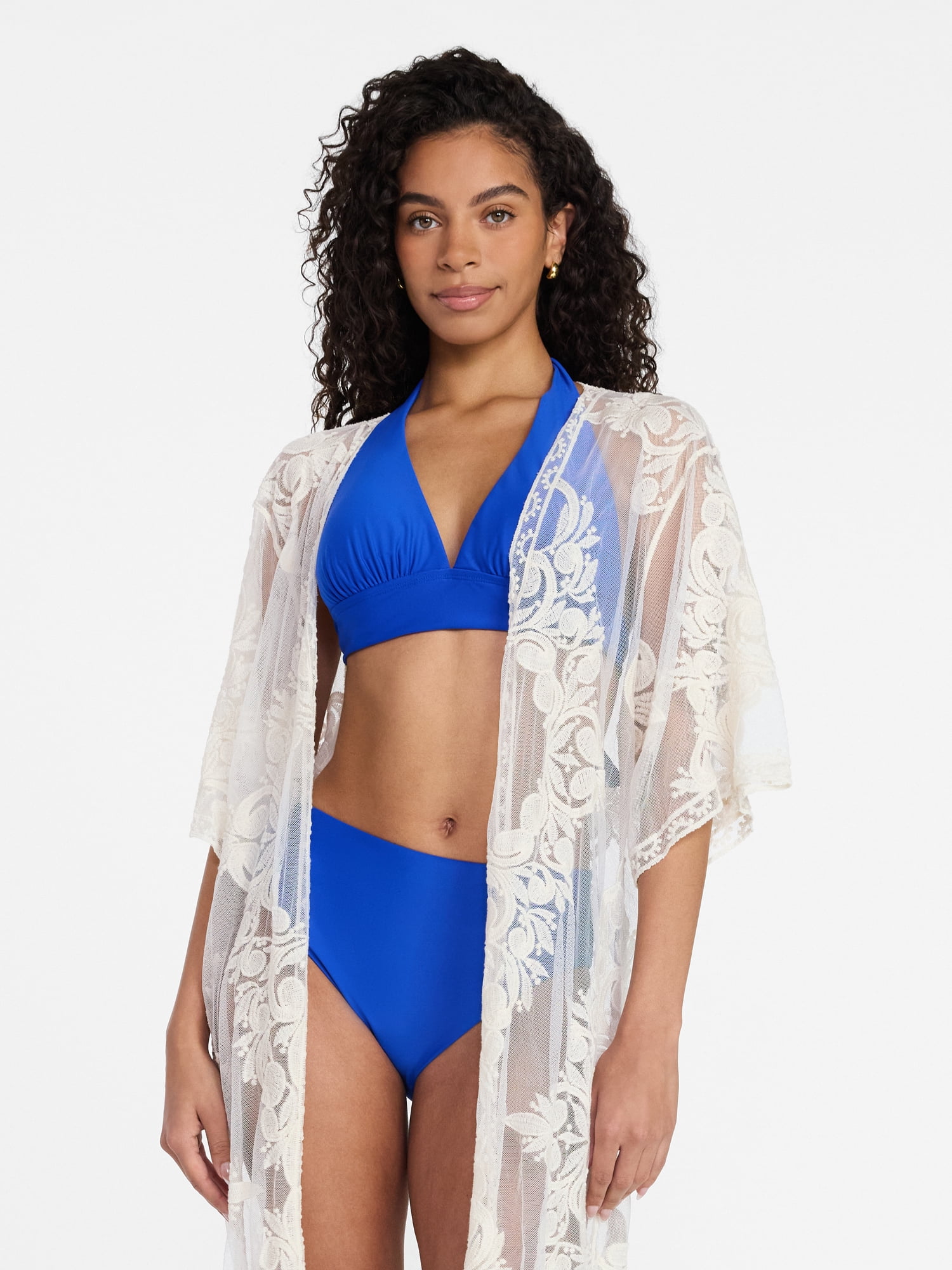 Time and Tru Women's Lace Coverup, Sizes S/M, Ivory