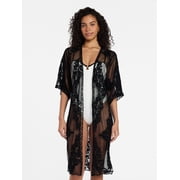 Time and Tru Women's Lace Coverup, Black Soot, Sizes small/medium