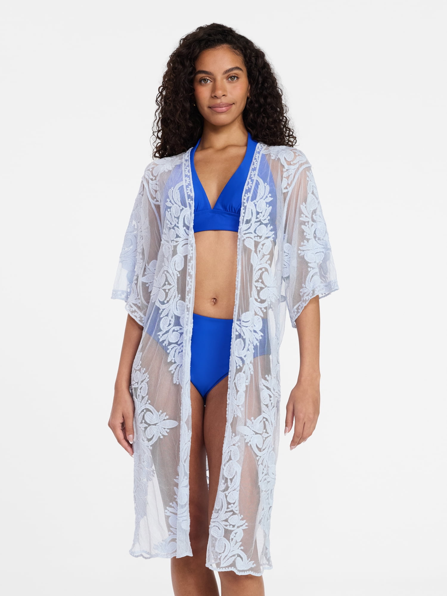 Time and Tru Women's Lace Coverup, Sizes XXL/XXXL, Blue Drop