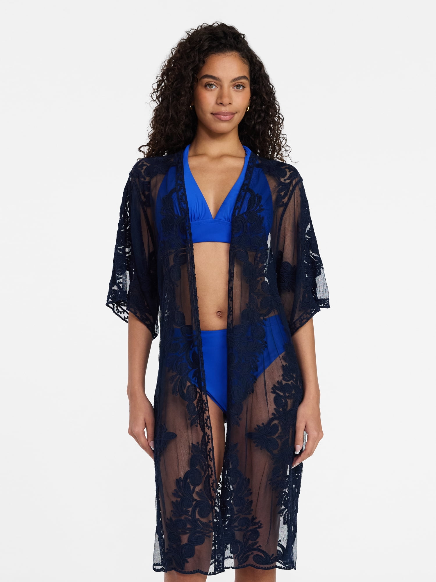Time and Tru Women's Lace Coverup, Sizes XXL/XXXL, Dark Navy