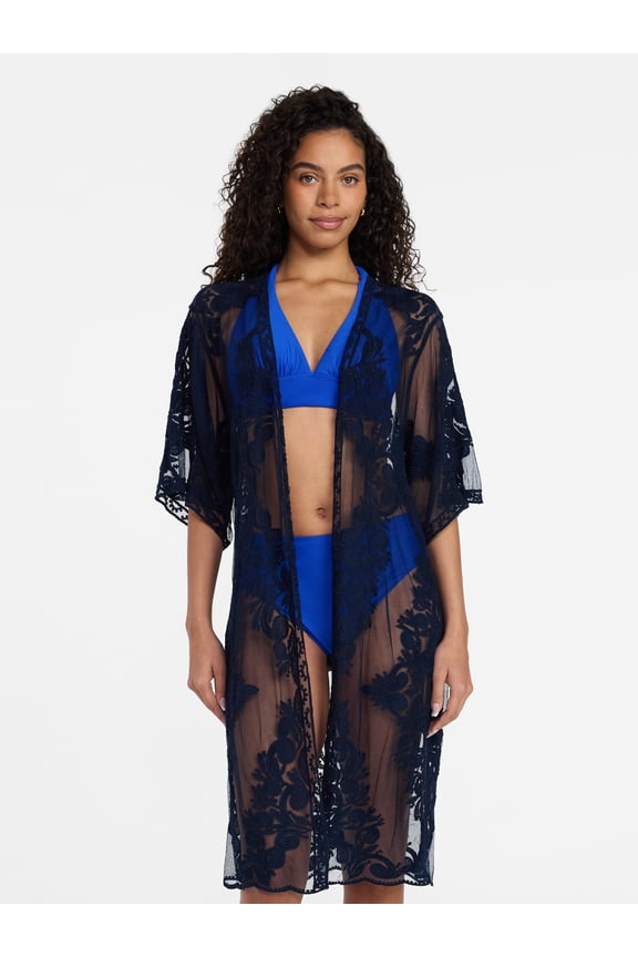 Women's Lace Coverup, Sizes XXL/XXXL, Dark Navy