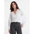 thumbnail image 1 of Time and Tru Women's Lace Insert Popover Full Sleeve Top, Sizes XS - XXXL, 1 of 6