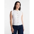 thumbnail image 1 of Time and Tru Women's Lace Inset Sleeveless Cotton Top, Sizes XS-XXXL, 1 of 6