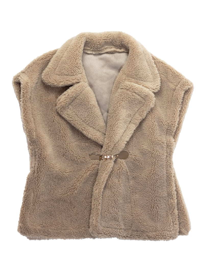 Time and Tru Womens Faux Shearling Vest, Tan - Walmart.com