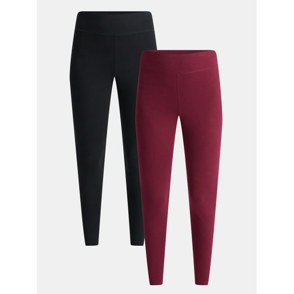 Time and Tru Women's High Rise Leggings, 27'' Inseam, 2-Pack, Sizes XS-XXXL