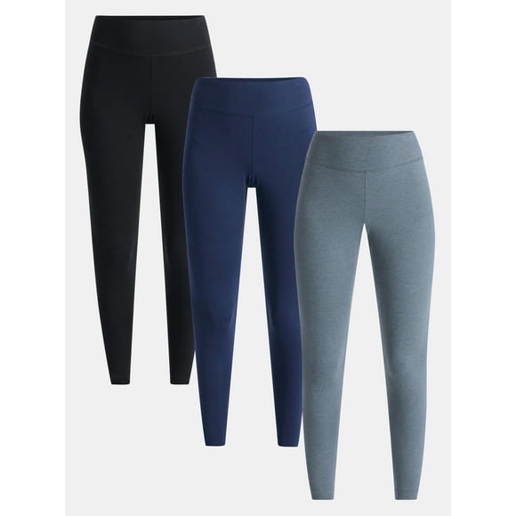 Time and Tru Women's High Rise Leggings, 27'' Inseam, 3-Pack, Sizes XS-XXXL