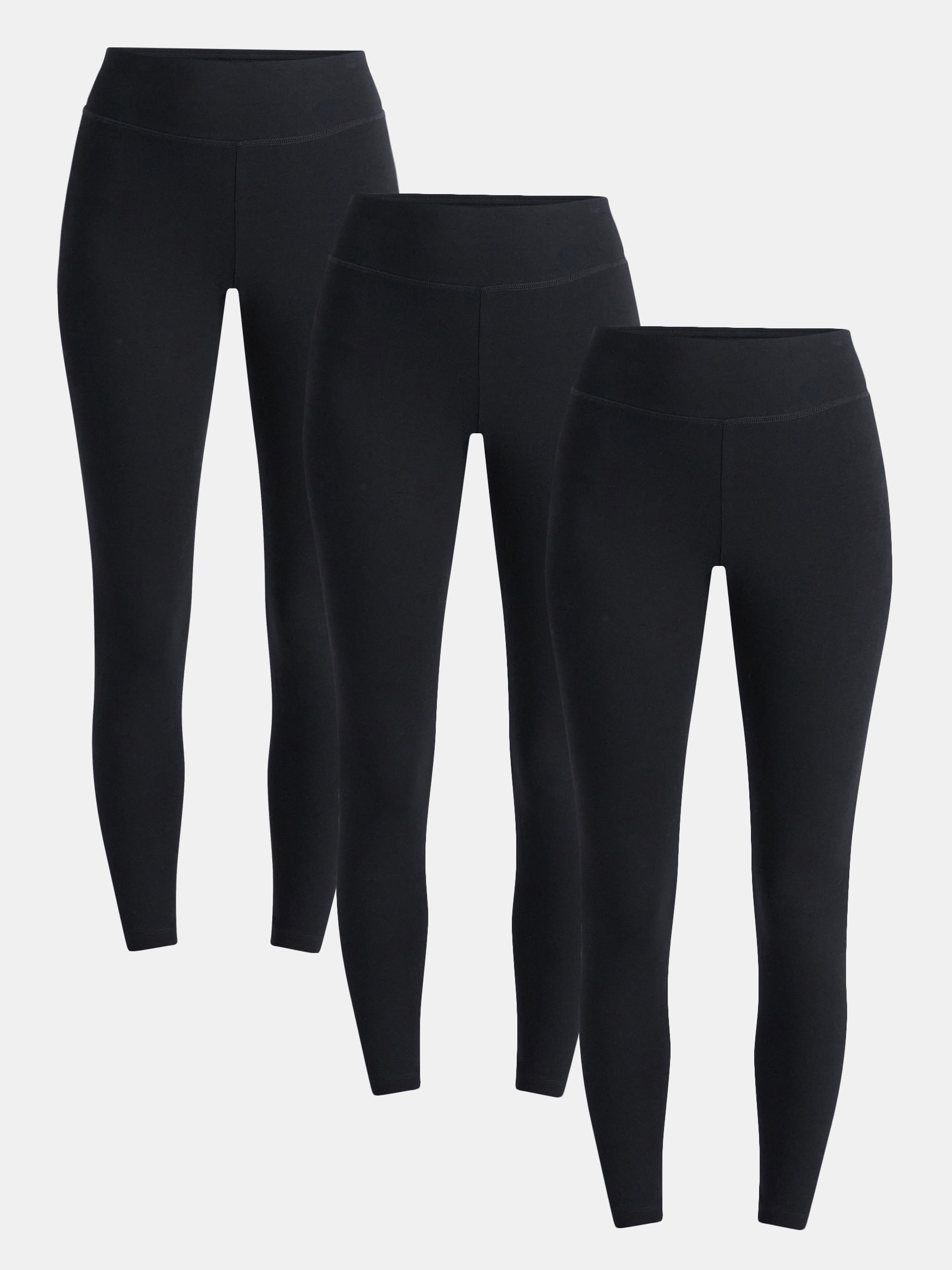 Time and Tru Women's High Rise Leggings, 27'' Inseam, 3-Pack, Sizes XS-XXXL