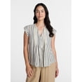 thumbnail image 1 of Time and Tru Women's Linen Blend Pintuck Top with Short Sleeves, Size XS-XXXL, 1 of 6