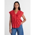 thumbnail image 1 of Time and Tru Women's Linen Pintuck Top, Sizes XS-XXXL, 1 of 6