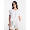 thumbnail image 1 of Time and Tru Women's Linen Blend Blouse with Scalloped Hem, Sizes XS-XXXL, 1 of 6