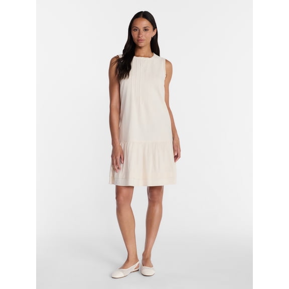 Time and Tru Women's Linen Blend Shift Dress, Sizes XS-XXXL