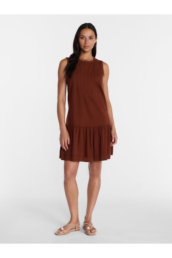 Women's Linen Blend Shift Dress, Sizes XS-XXXL
