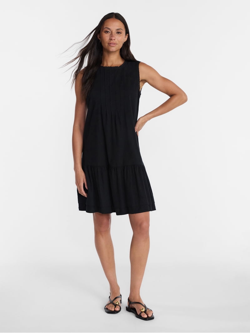 Time and Tru Women's Linen Blend Shift Dress, Sizes Xs-xxxl, Black Time and Tru Women's Linen Blend Shift Dress, Sizes Xs-xxxl, Black