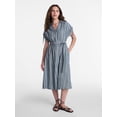 thumbnail image 1 of Time and Tru Women's Short Sleeve Midi Linen Shirt Dress, Sizes XS-XXXL, 1 of 4