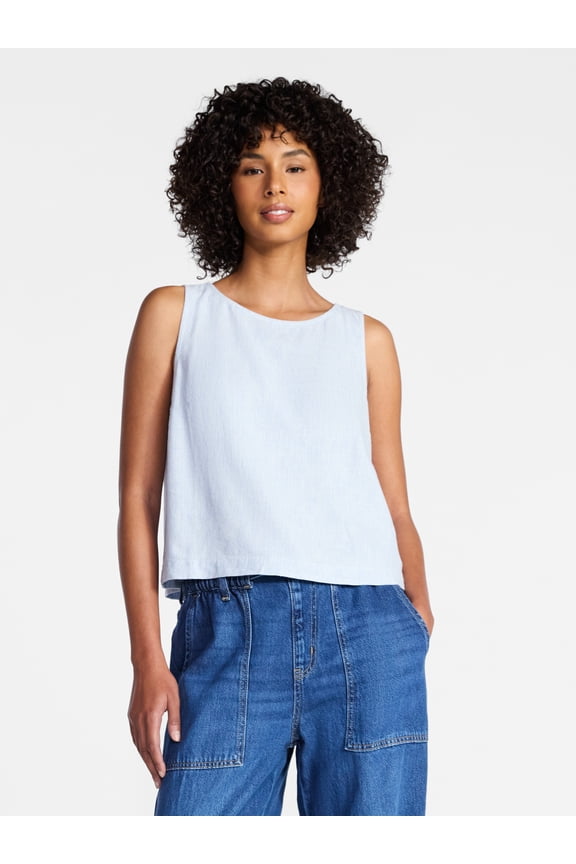 Women’s Linen Blend Sleeveless Top, Sizes XS-XXXL