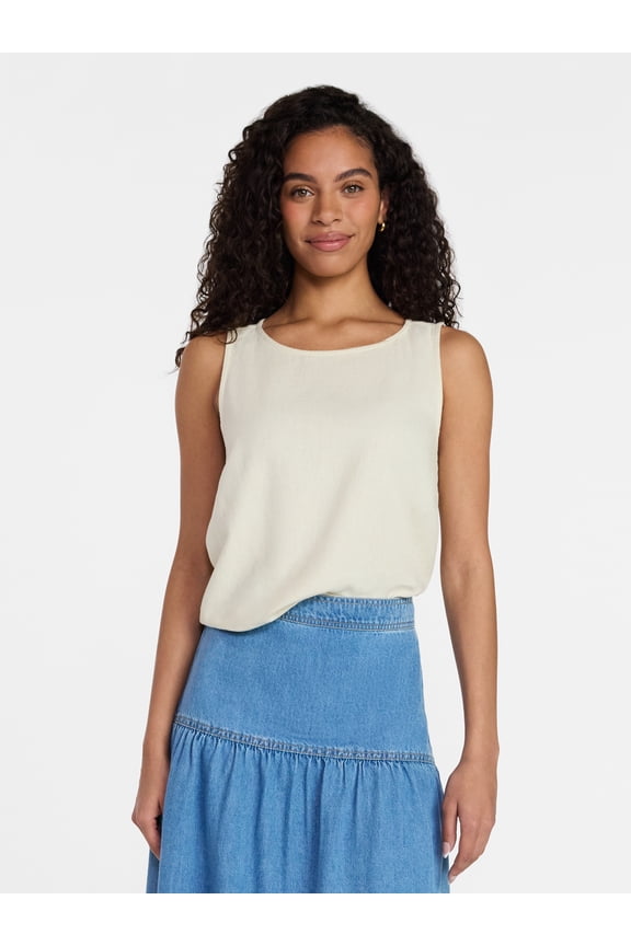Women’s Linen Blend Sleeveless Top, Sizes XS-XXXL